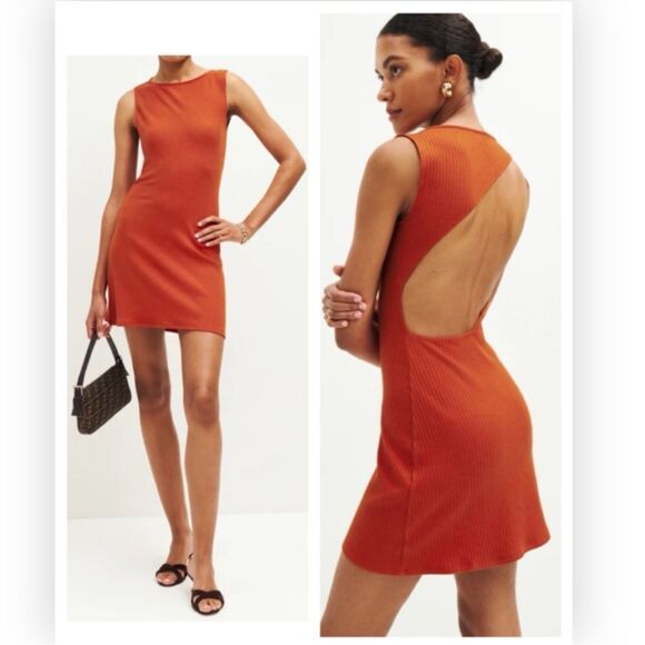 Reformation Adia Knit Dress orange ribbed size XL NWT - Picture 2 of 7